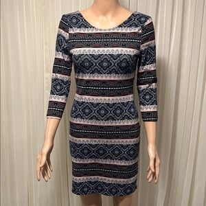Charlotte Russe Multicolor Geometric Long Sleeve Dress
